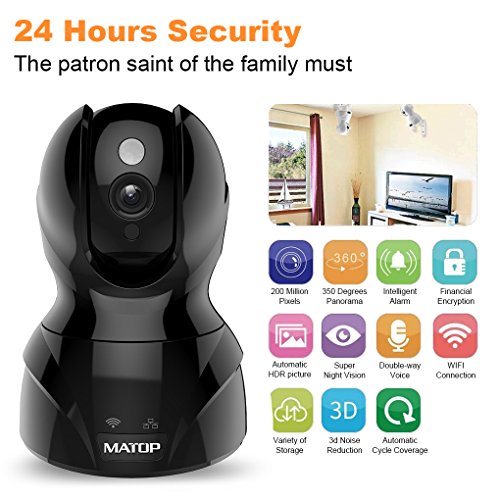 Baby Monitor Camera Wifi Security Camera - HD Cloud IP Camera, Pan & Tilt Control, WiFi/Ethernet, Two-Way Audio, Night Vision Home Security Camera System Free App (Black, 720P)
